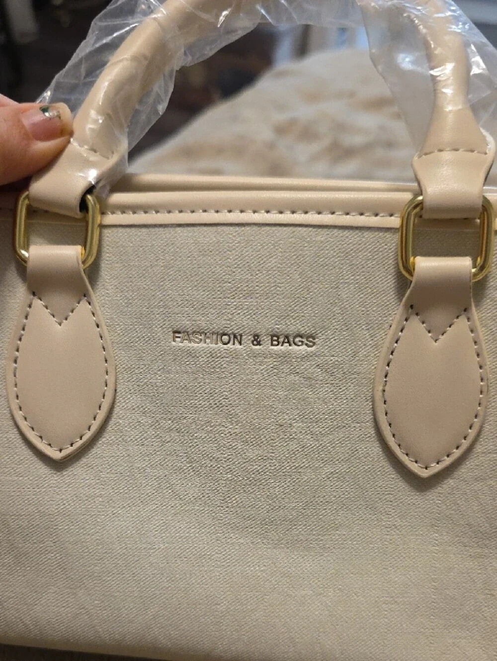 Cream Women’s Satchel with Detachable Strap